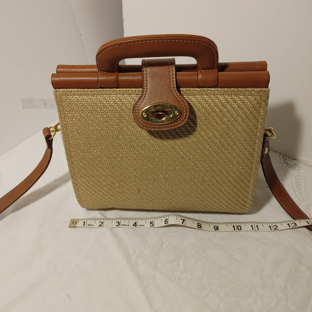 Crossbody Shoulderbag Handbag Tan Tweed Look